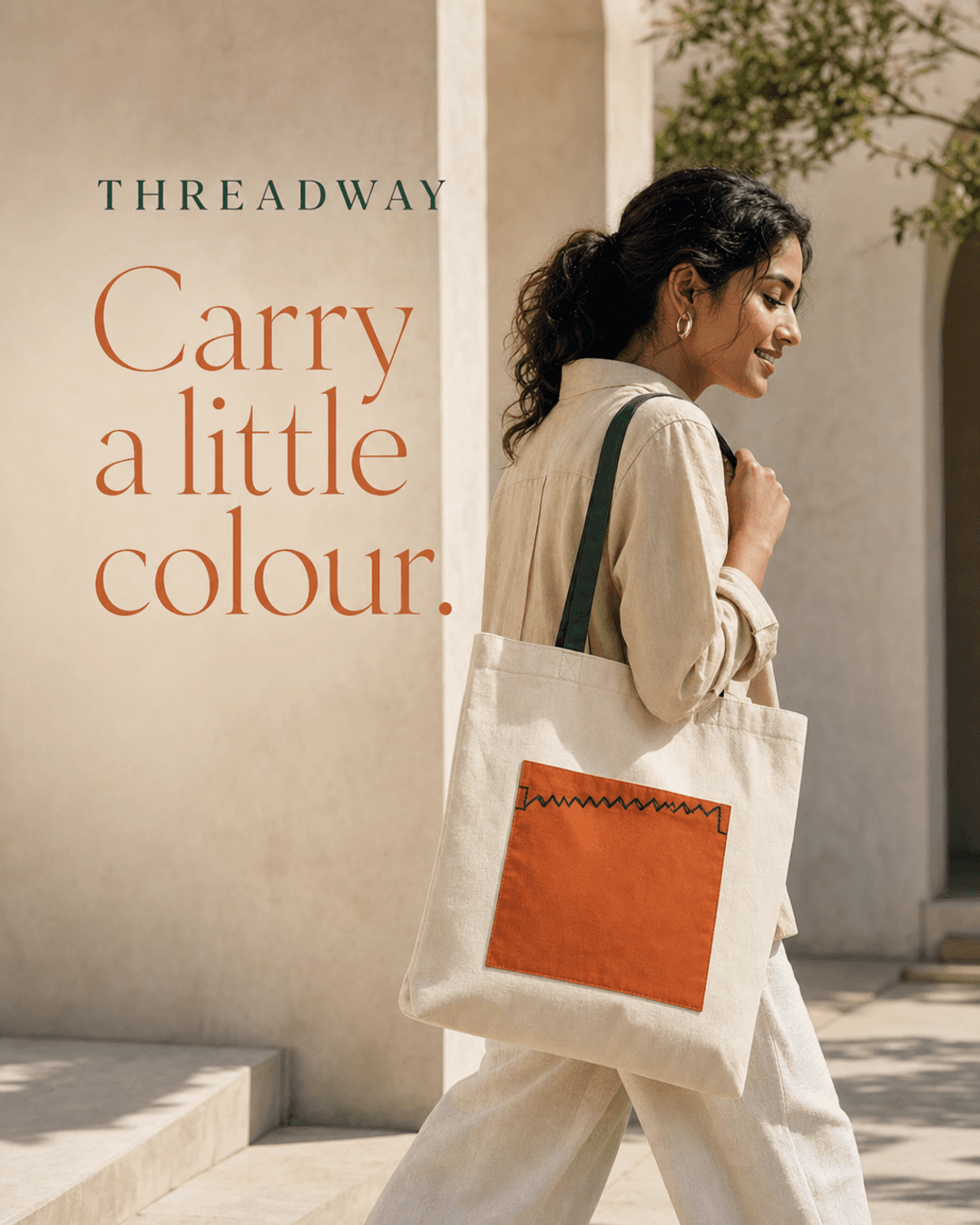 Threadway tote campaign composed for Instagram 4:5
